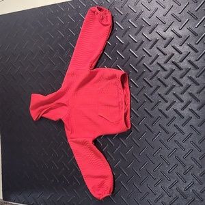 Red patterned hoodie